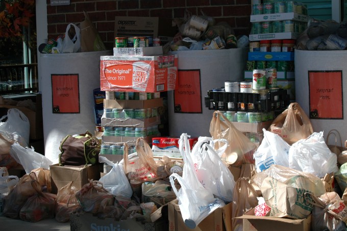 Canned food drive donations